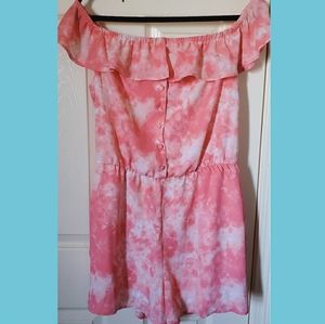 Pink tie-dye print romper | Decree